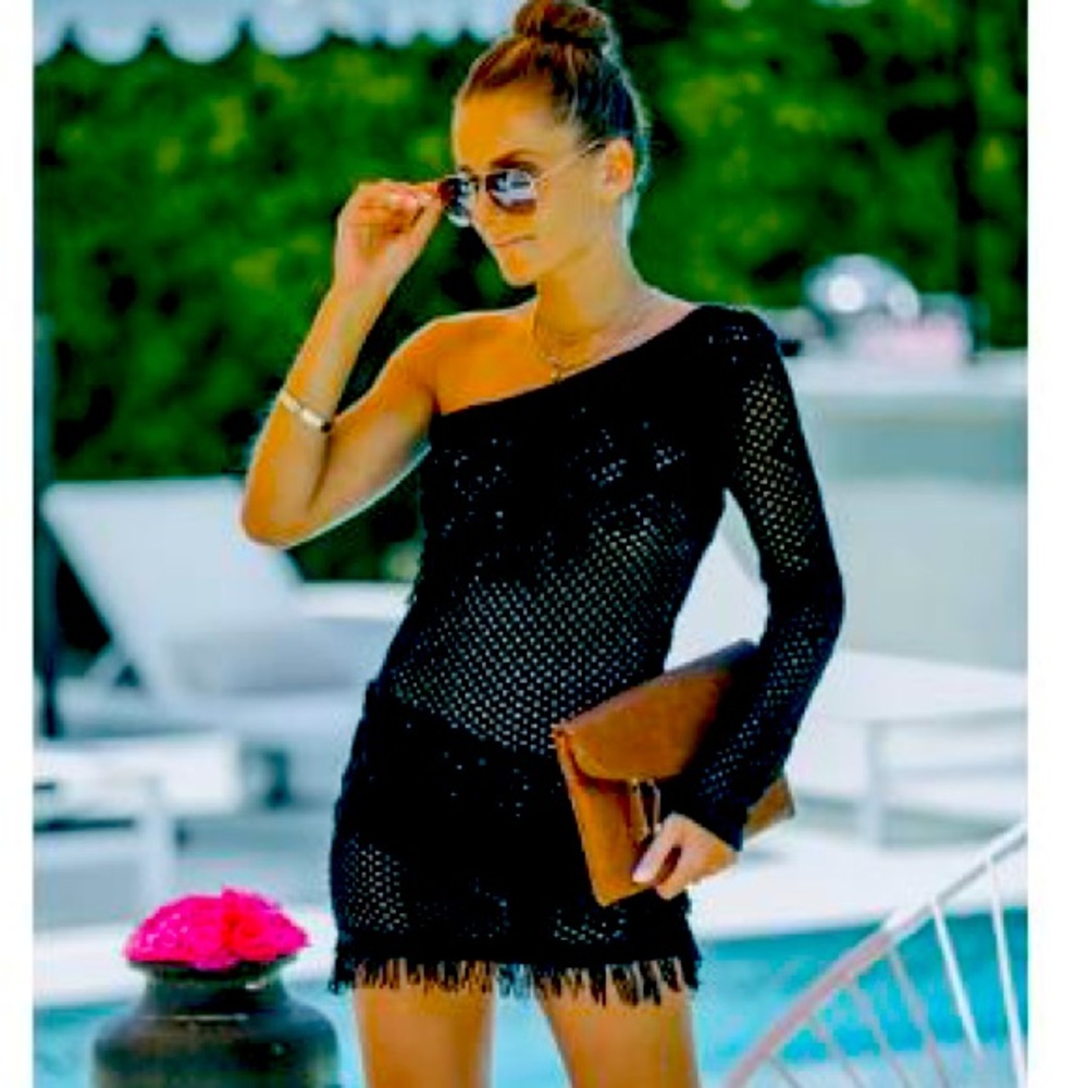 Perfect for summer!One shoulder crochet cover up dress. Amazing never worn!